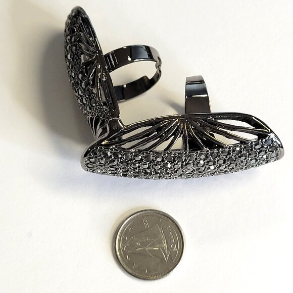 Flamboyant Designer type Knuckle Ring, Unique Knuckle Ring, Black diamond Ring - Picture 7 of 16